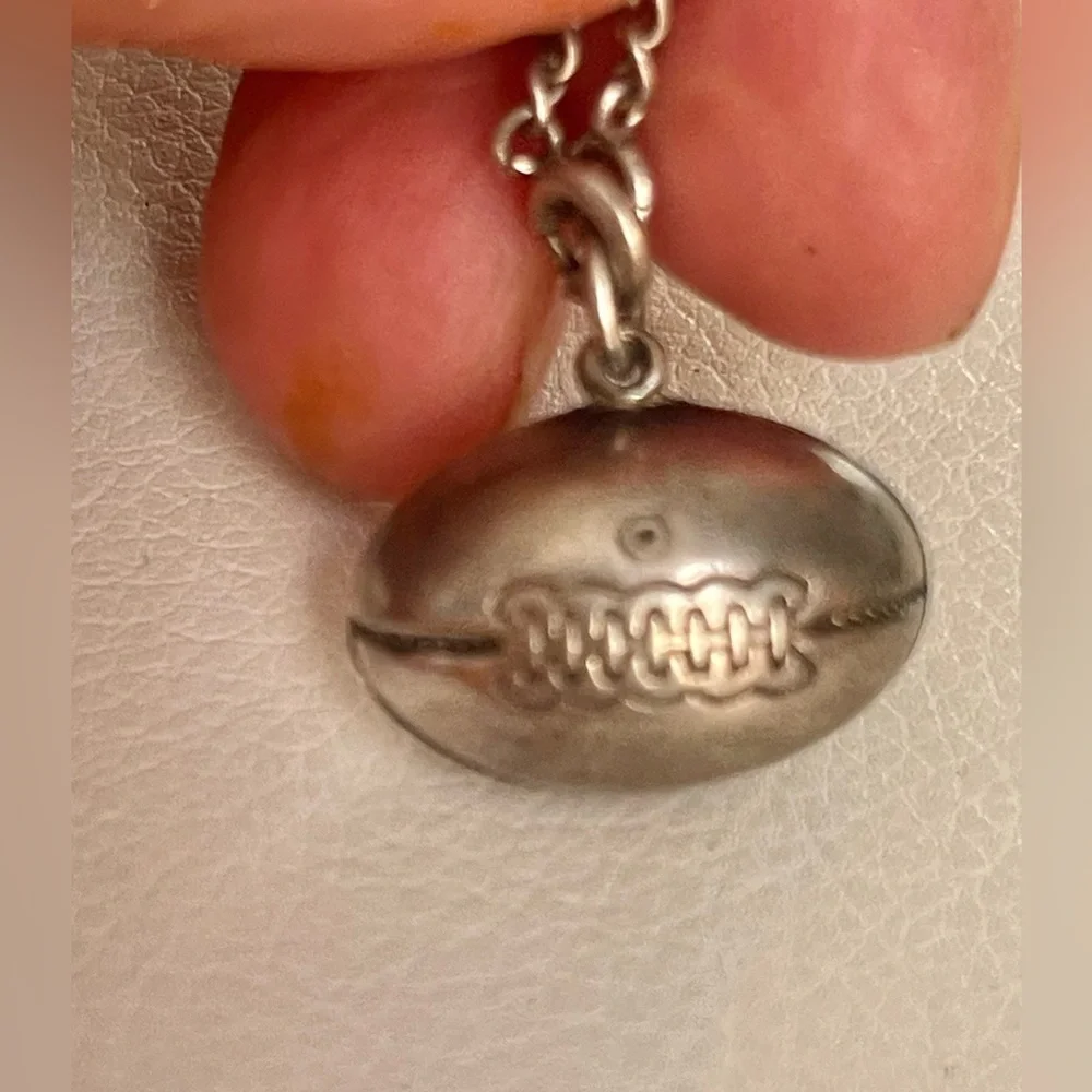 Vintage 1960 Sterling Silver Football Charm Bracelet 7.5 “Super Bowl Style